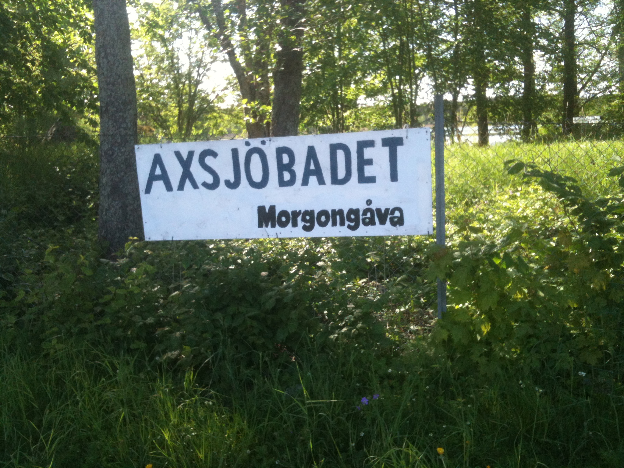 Skylt vid Axsjöbadet, Morgongåva